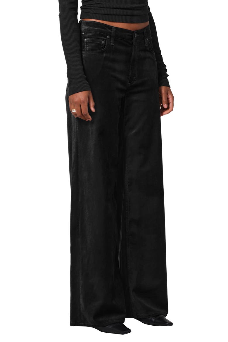 Loli Mid Rise Baggy Velvet Jeans, Alternate, color, BLACK
