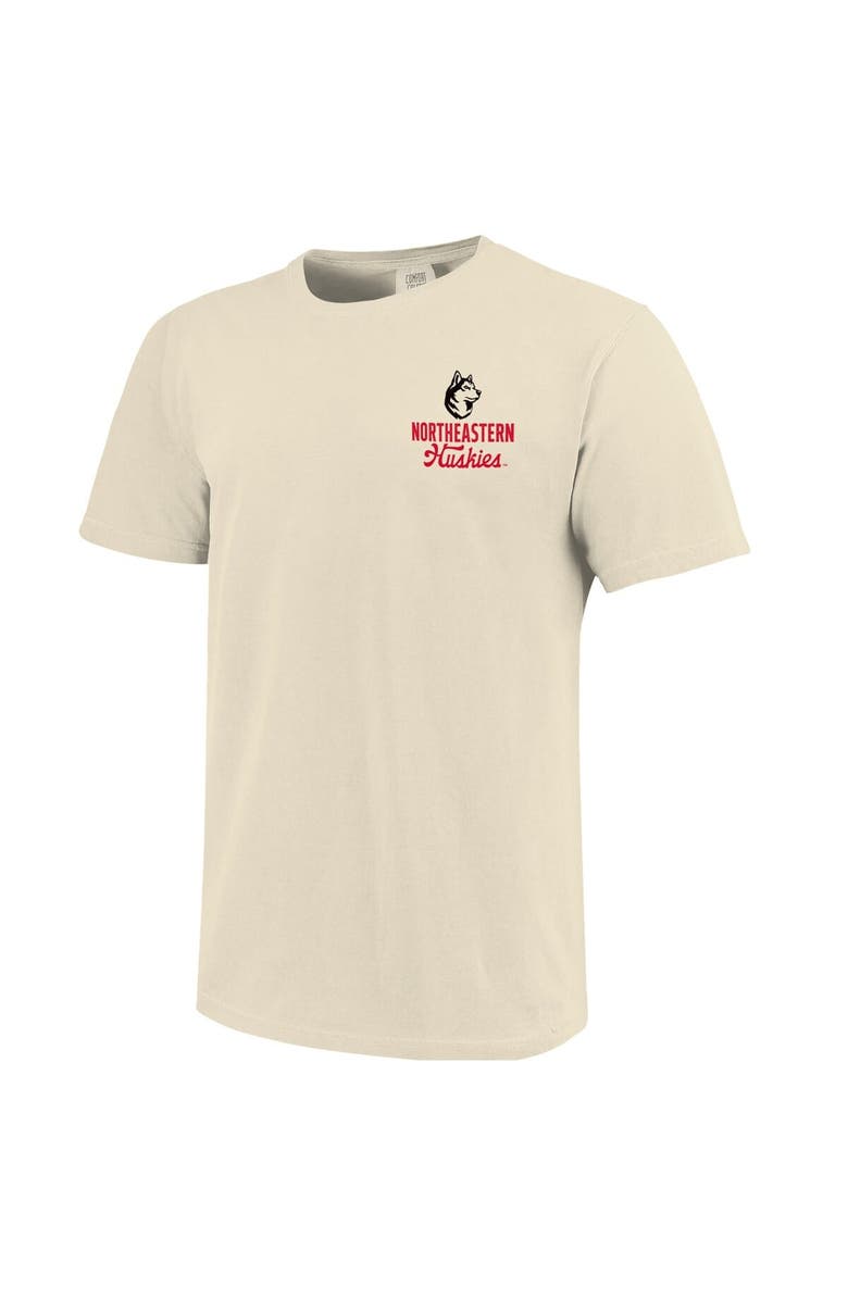 IMAGE ONE Men's Cream Northeastern Huskies Comfort Colors Mascot Overlay T-Shirt, Alternate, color, 