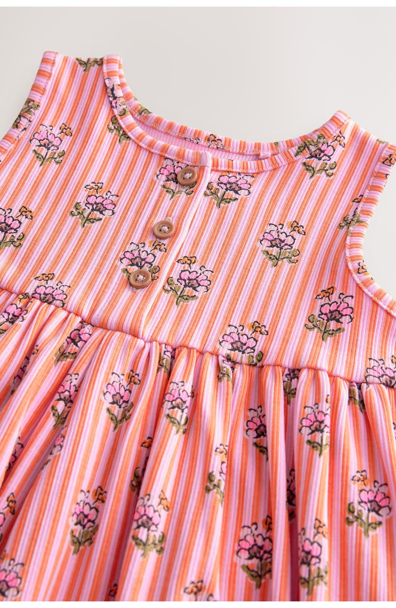 NEXT Kids' Floral Print Ribbed Romper, Alternate, color, Pink