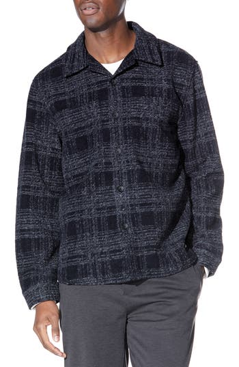 Civil Society Relaxed Fit Knit Shirt Jacket In Blue