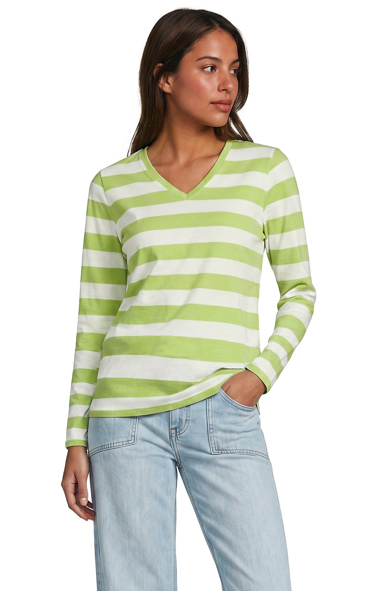 Ivory/Apple Green Bold Stripe