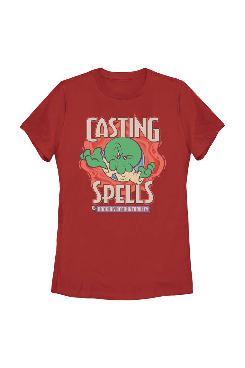 Junior's Minions & Monsters Casting Spells  Graphic T-Shirt, Main, color, Red
