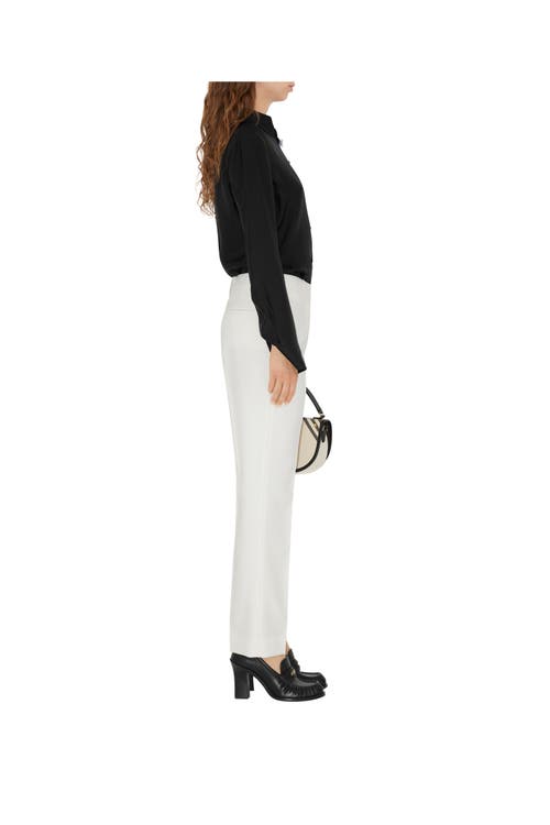 Burberry Wool Tailored Trousers In White