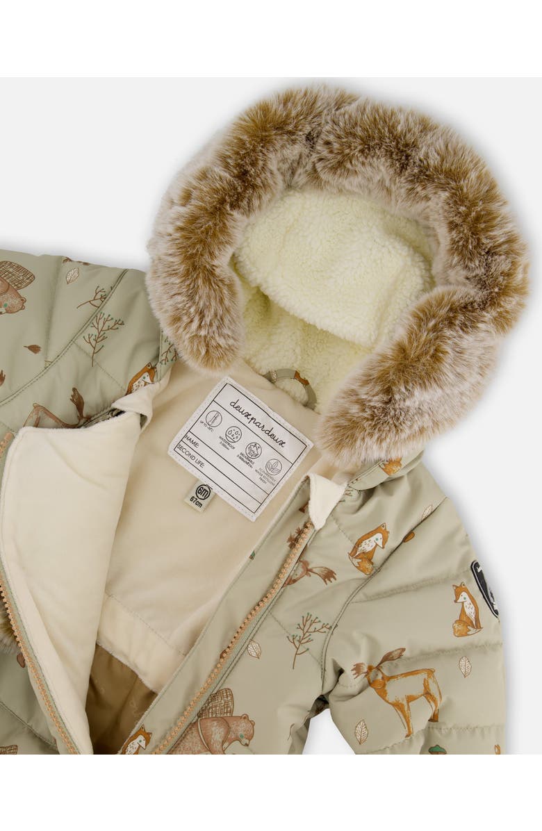 Deux par Deux Baby Boy One-Piece Layette Snowsuit Designed for Car Seat Animal, Alternate, color, Green