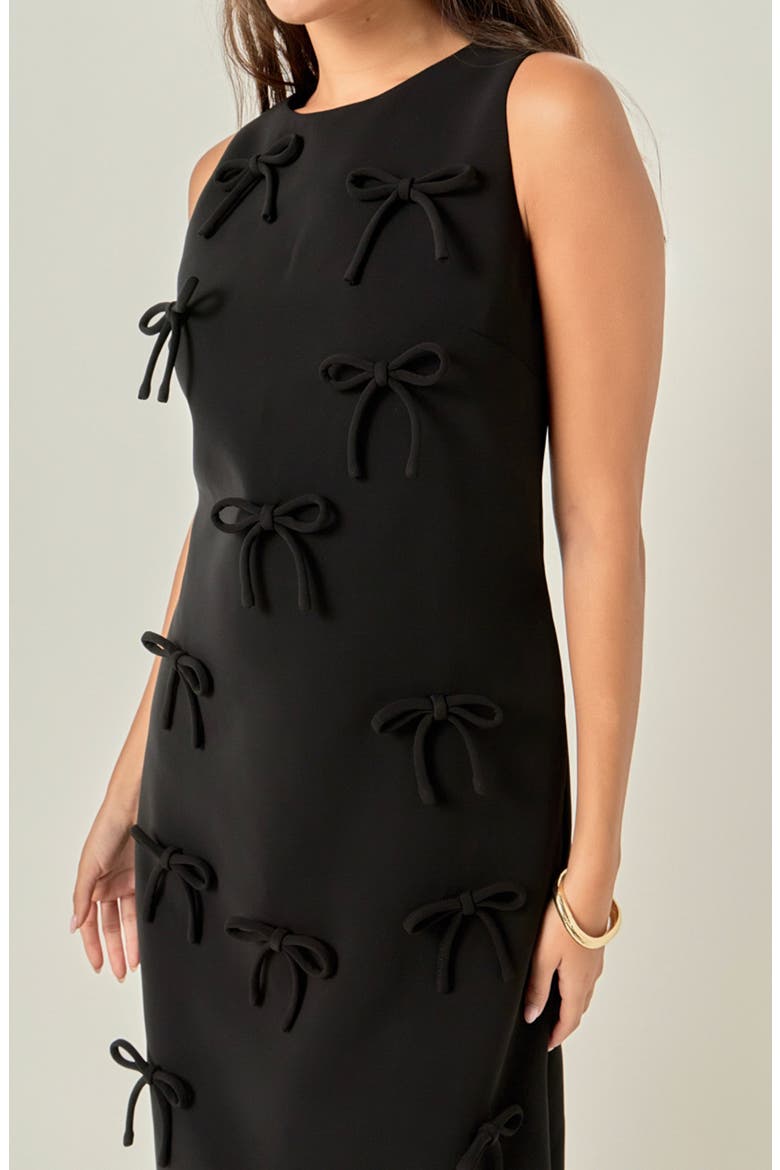 Bow Embellished Sleeveless A-Line Dress, Alternate, color, BLACK