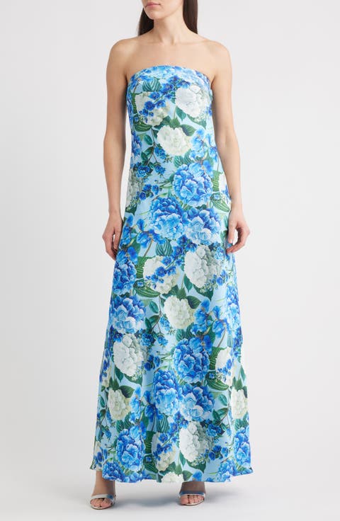 Ela Floral Strapless Gown