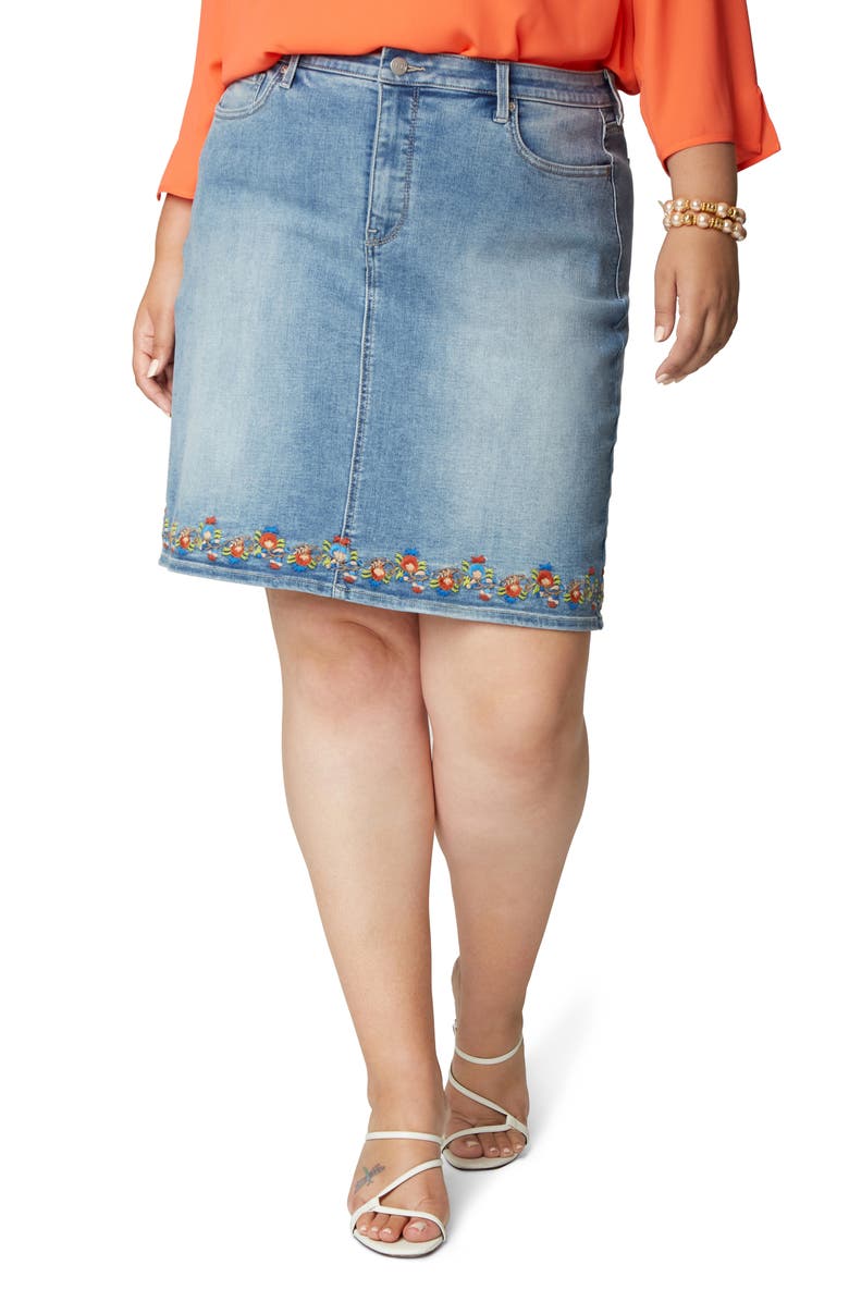 NYDJ Embroidery Hem Denim Skirt, Main, color,