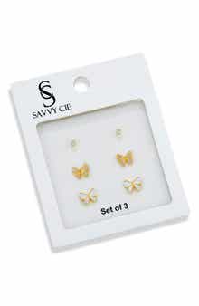 Set of 3 Assorted Stud Earrings