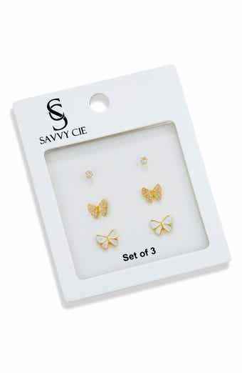 Set of 3 Assorted Stud Earrings