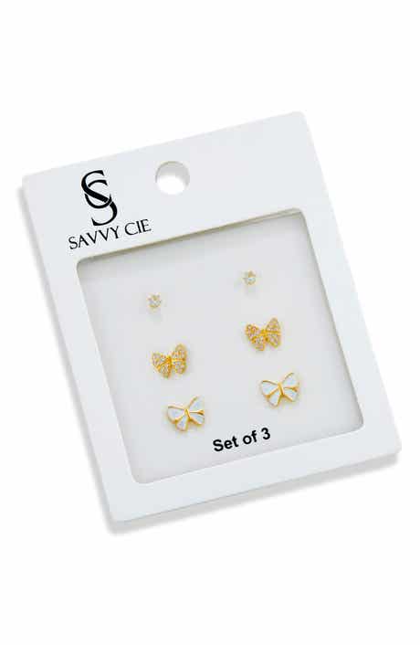 SAVVY CIE JEWELS Set of 3 Assorted Stud Earrings