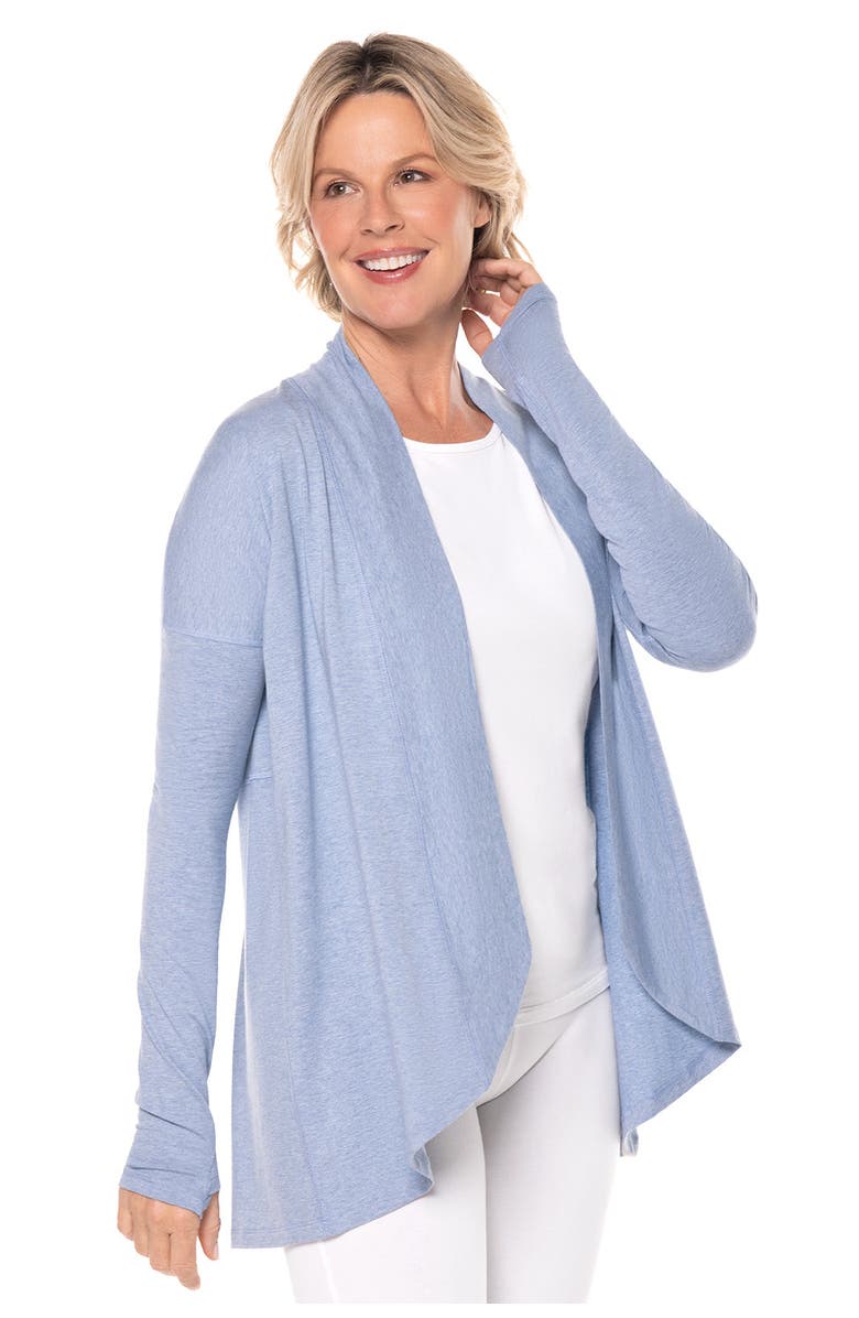 Coolibar Women's Long Sleeve Sun Wrap with Back Slit - UPF 50+ Sun Protection - LumaLeo, Alternate, color, Blue Heather