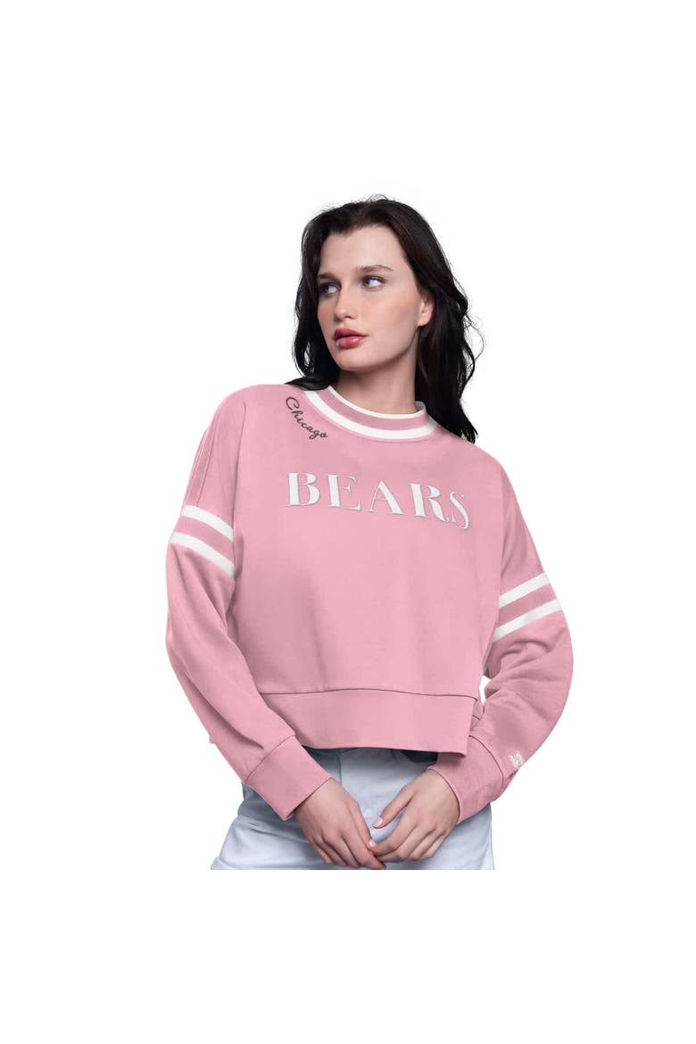 Women's Starter  Pink Chicago Bears Power Play Cropped Pullover Sweatshirt, Main, color, Pink