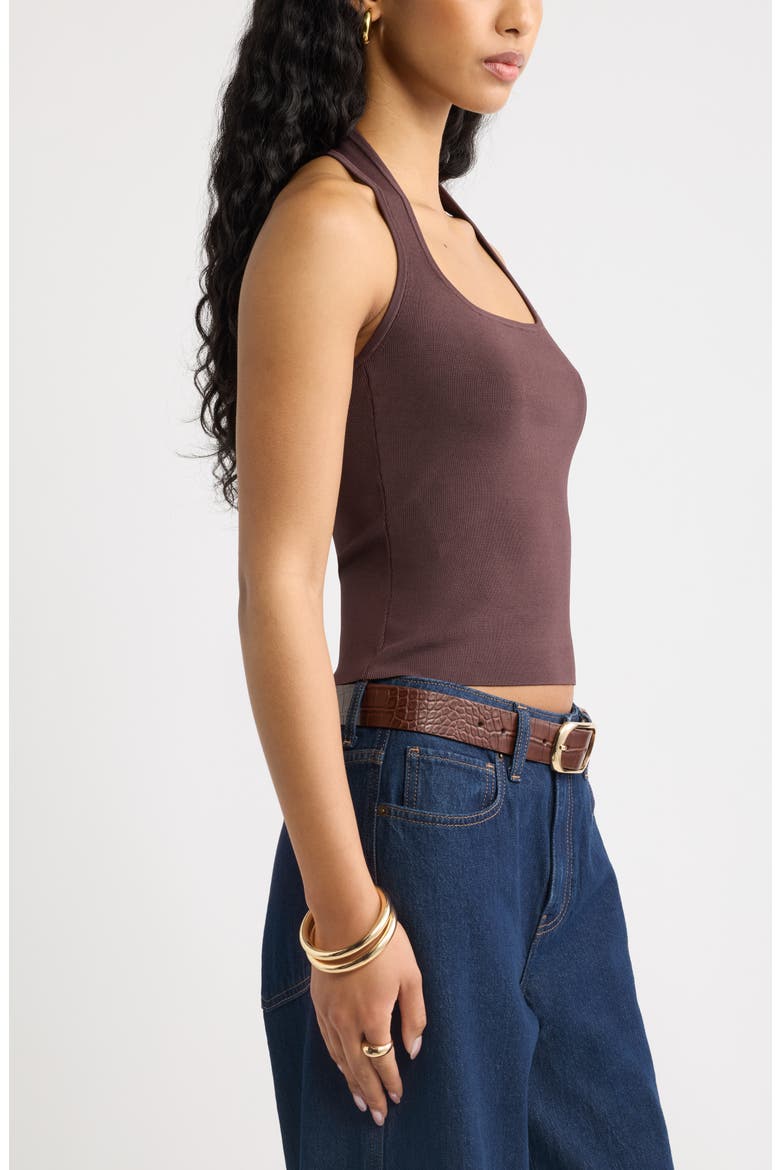 Sweater Halter Top, Alternate, color, BROWN SEAL