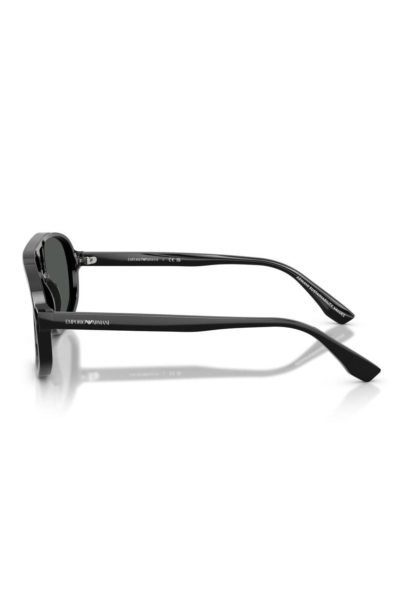 57mm Pilot Sunglasses, Alternate, color, SHINY BLACK / DARK GREY
