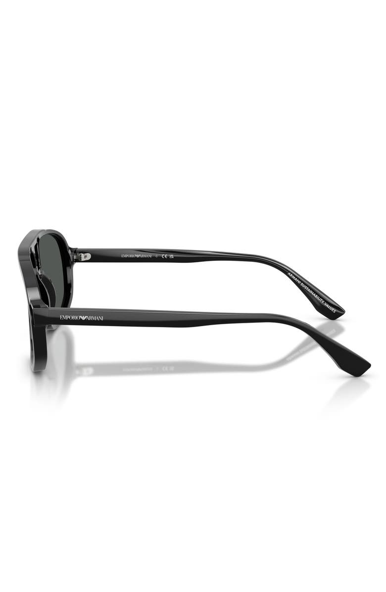 Emporio Armani 57mm Pilot Sunglasses, Alternate, color, Shiny Black / Dark Grey