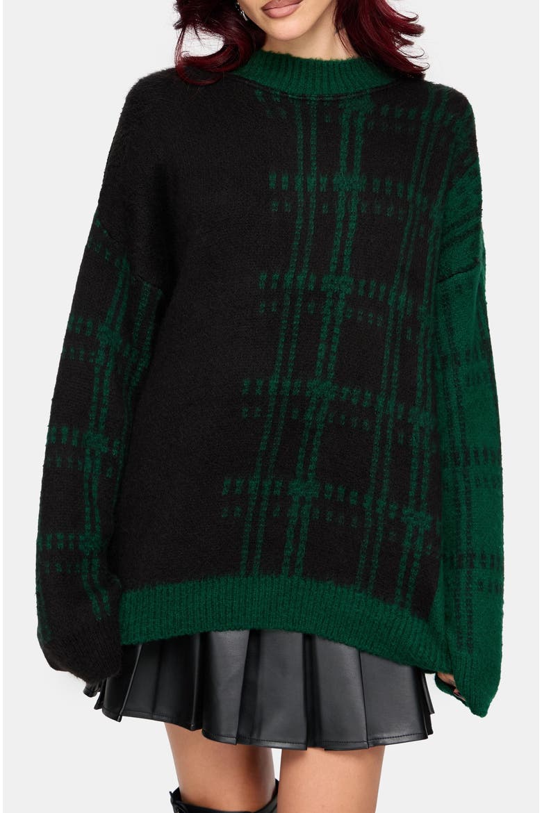 Checkmate Check Fluffy Knit Jumper, Main, color, Green