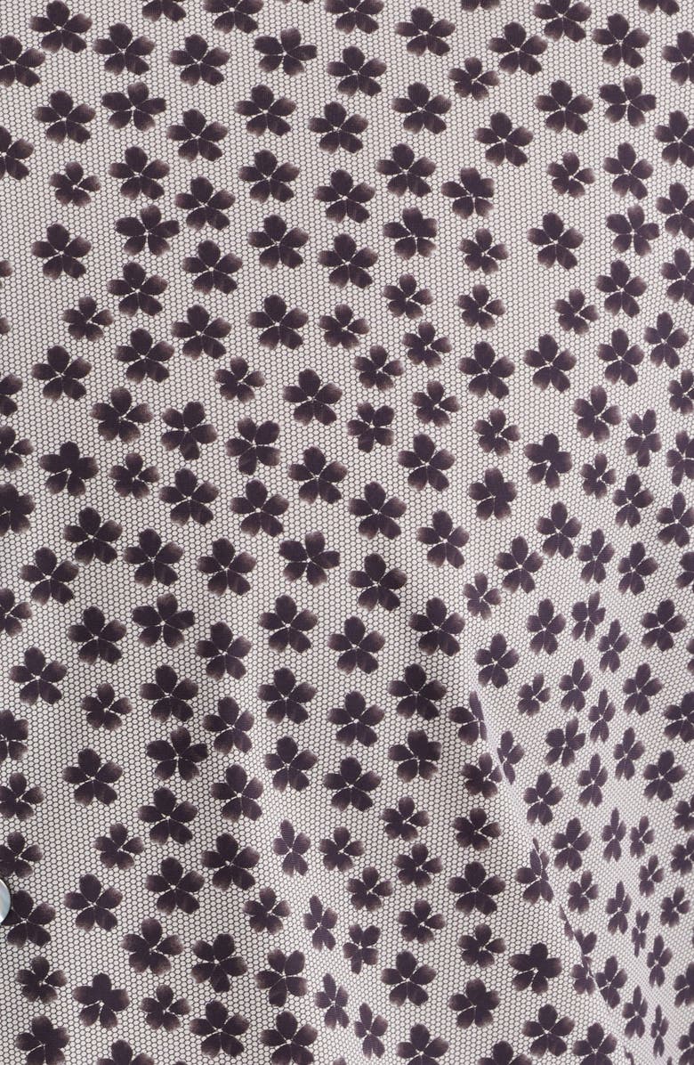 Zanella Flowers Floral Print Knit Nylon Blend Dress Shirt, Alternate, color, Tan