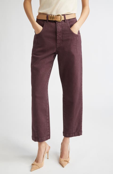 Crop Straight Leg Jeans (Bordeaux)