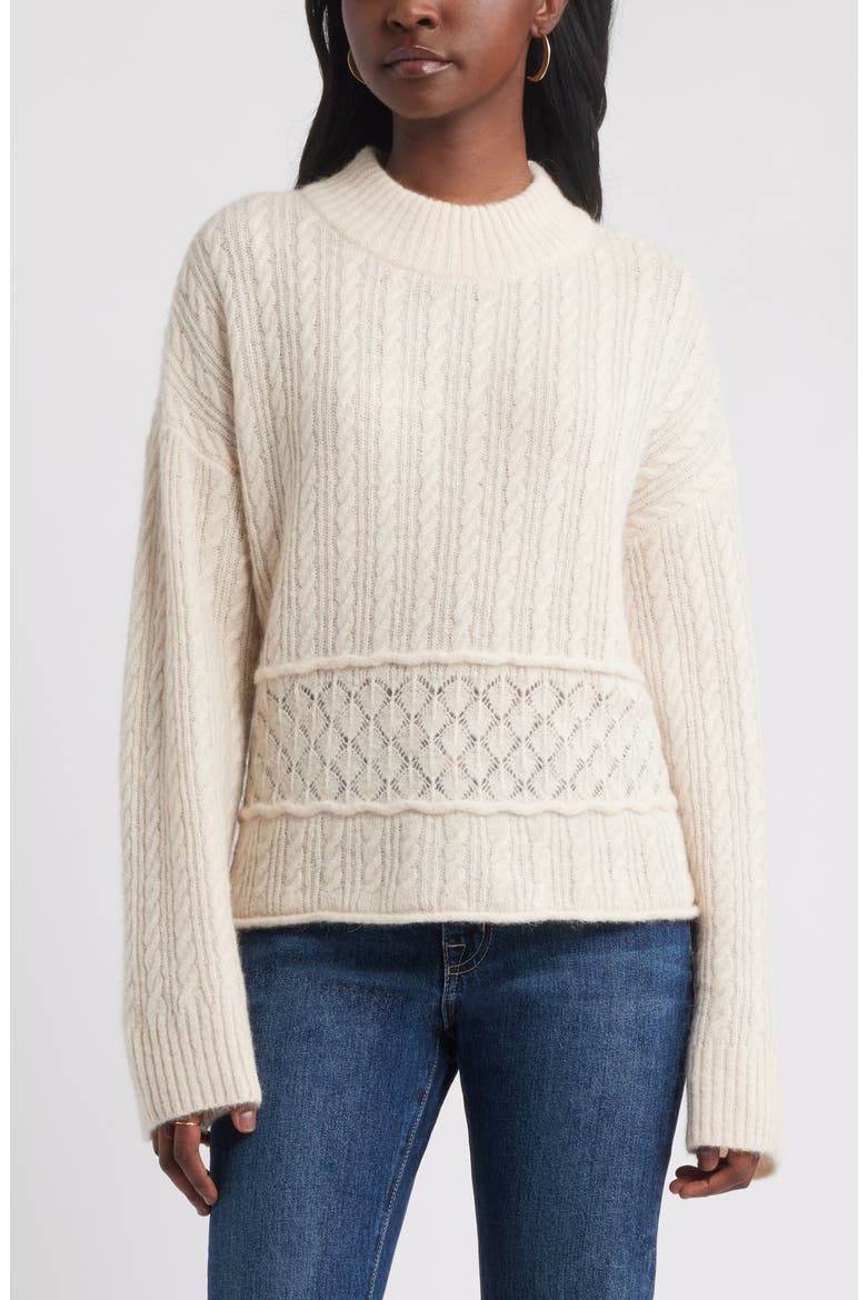 Mock Neck Alpaca & Wool Blend Sweater, Main, color, IVORY DOVE