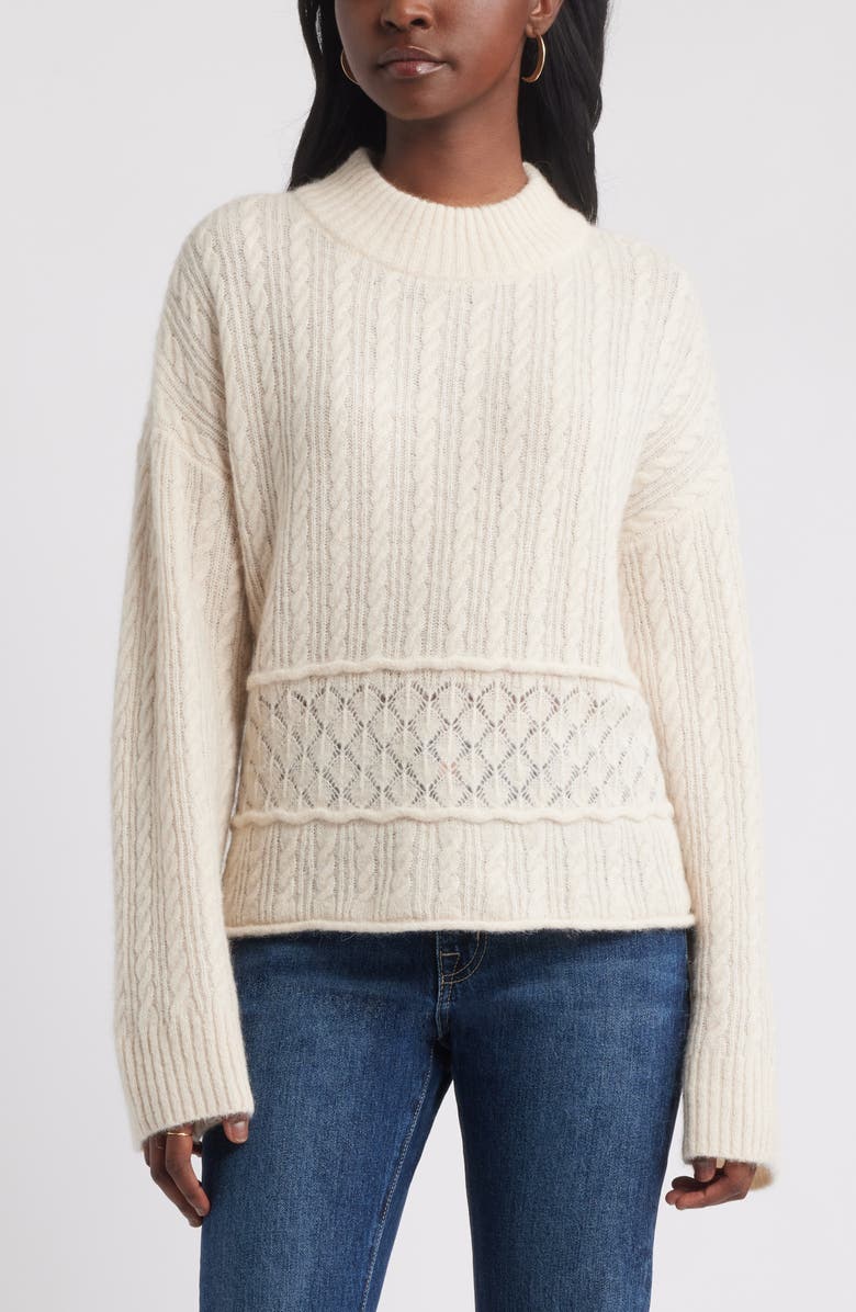 Treasure & Bond Mock Neck Alpaca & Wool Blend Sweater, Main, color, Ivory Dove