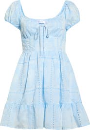 All in Favor Embroidered Eyelet Ruffle Hem Minidress