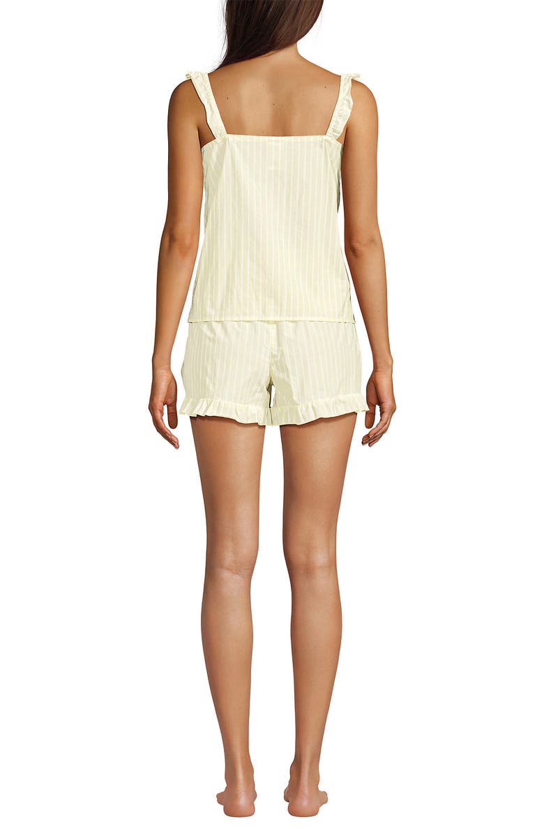 Lands
 End Poplin 2 Piece Pajama Set - Tank Top and Shorts, Alternate, color, Pale Yellow/White Stripe