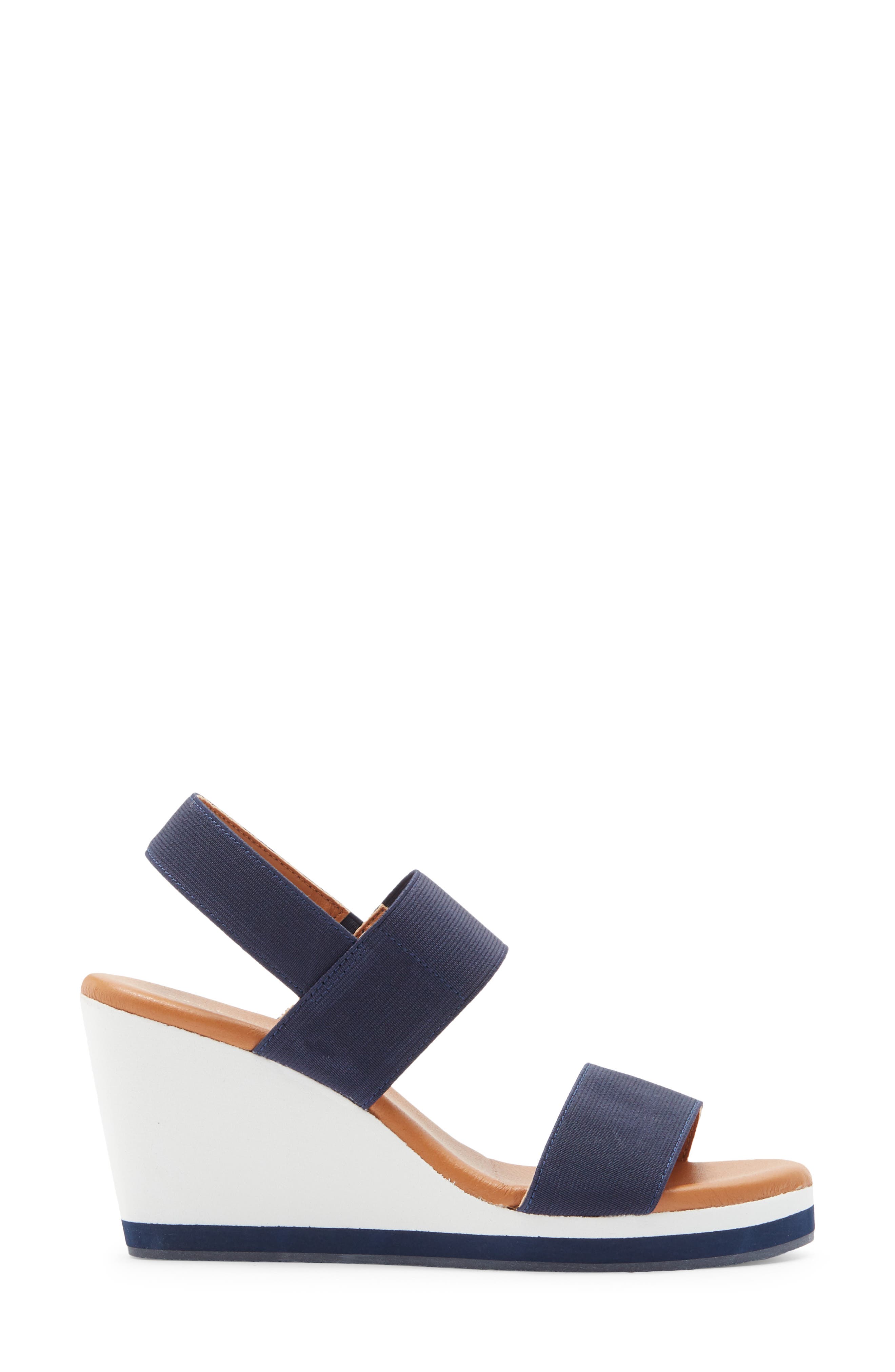 André Assous Nikola Slingback Platform Wedge Sandal, Alternate, color, Navy