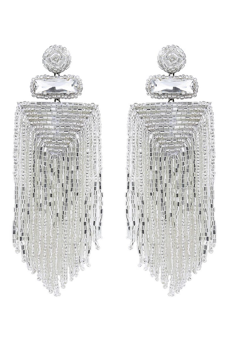 Jody Beaded Tassel Earrings, Main, color, SILVER
