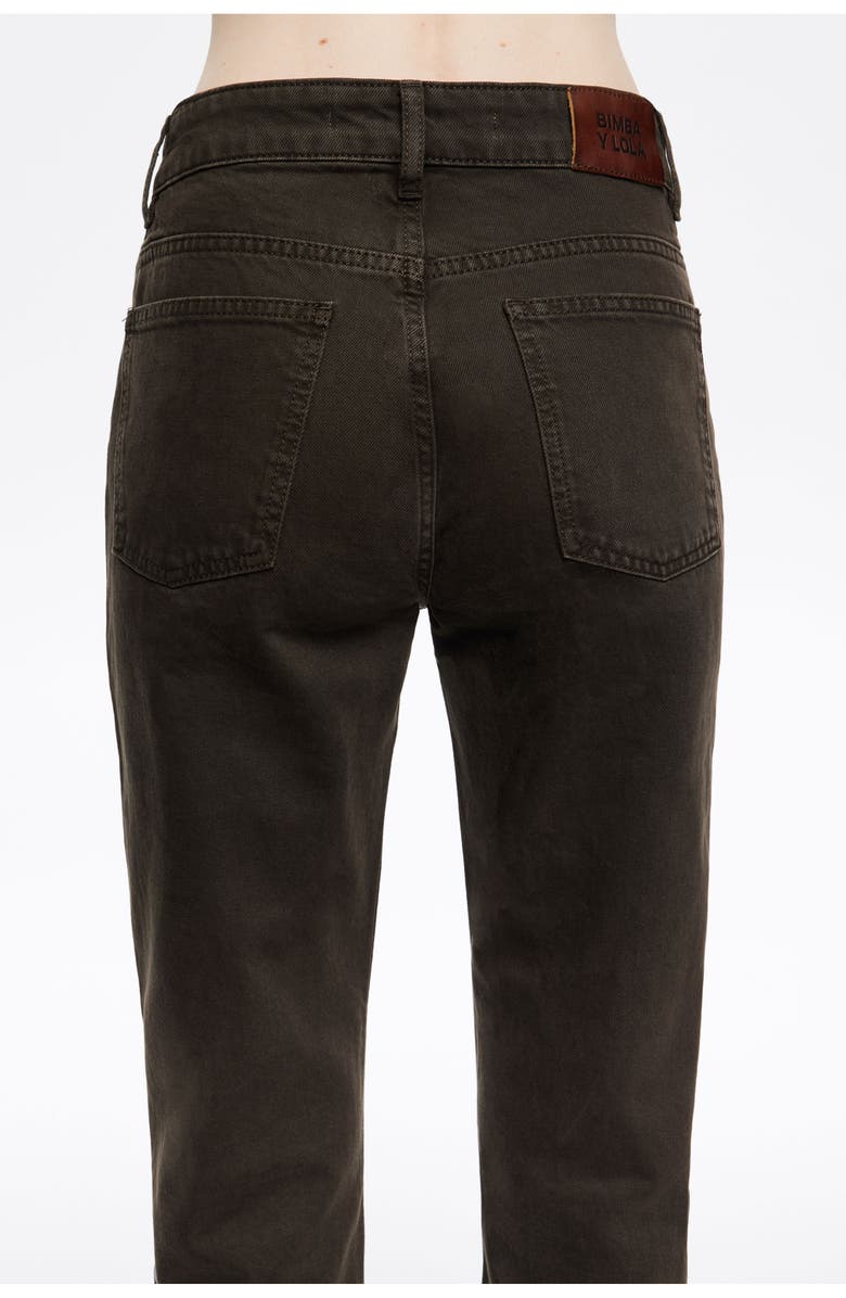 Bimba y Lola Denim Fitted Trousers, Alternate, color, Dark Brown