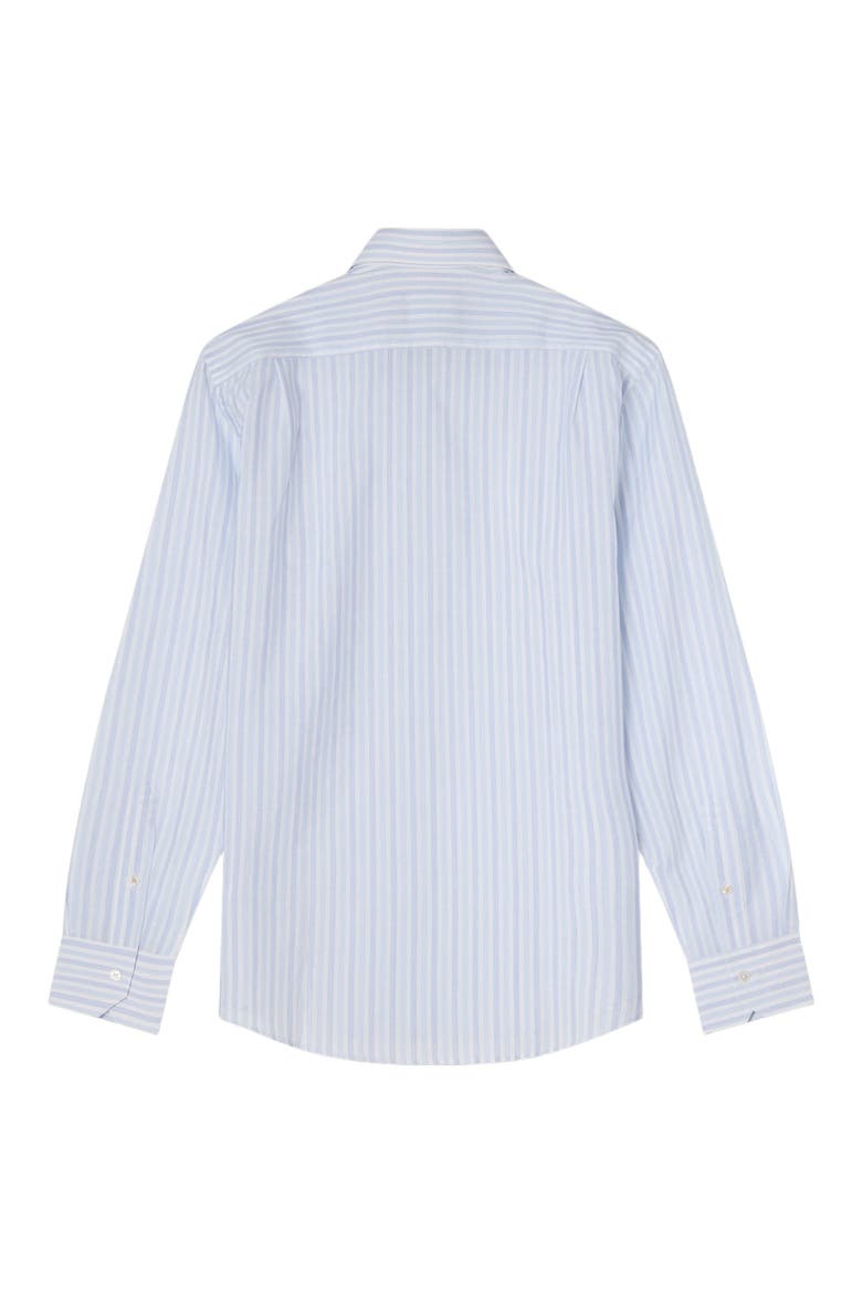 Reynolds Cotton Linen Blend Shirt in Contemporary Fit, Alternate, color, Blue Multi Thin Stripe