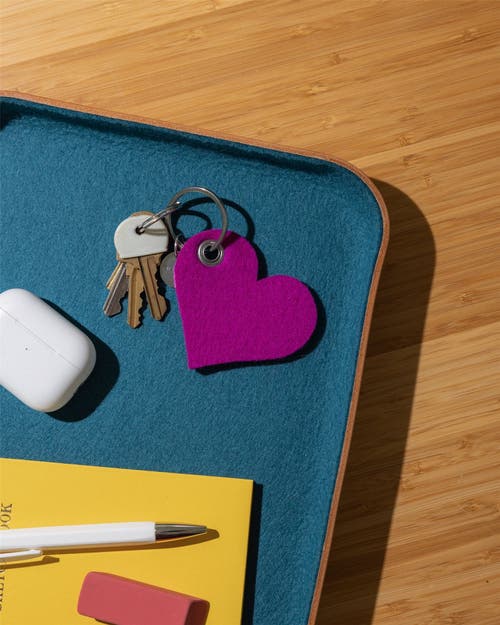 Graf & Lantz Graf Lantz Merino Wool Heart Key Fob In Pink