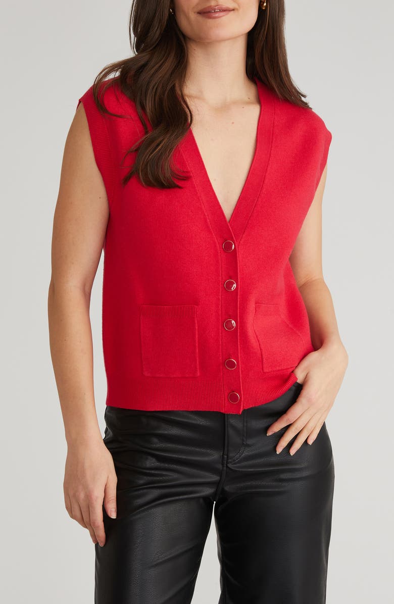 525 Button-Up Sweater Vest, Main, color, Cherry Red