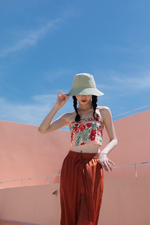Lost Pattern Nyc "garden Chic" Reversible Floral Bucket Hat In Pink