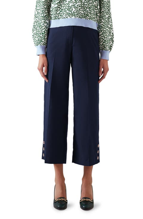Keaton Button Detail Crop Straight Leg Trousers