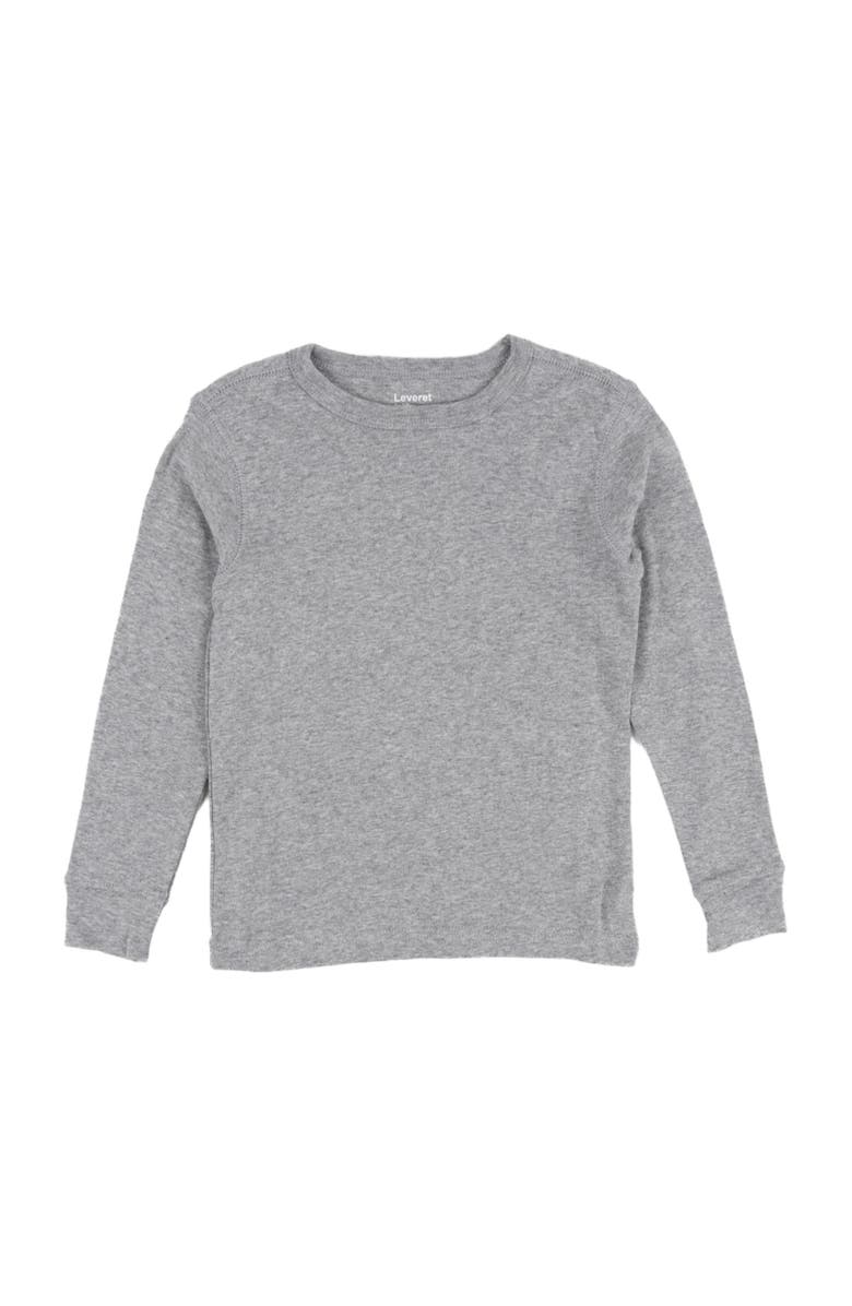Leveret Kids Long Sleeve T-Shirt, 100% Cotton, Solid Colors, Alternate, color, Light Gray