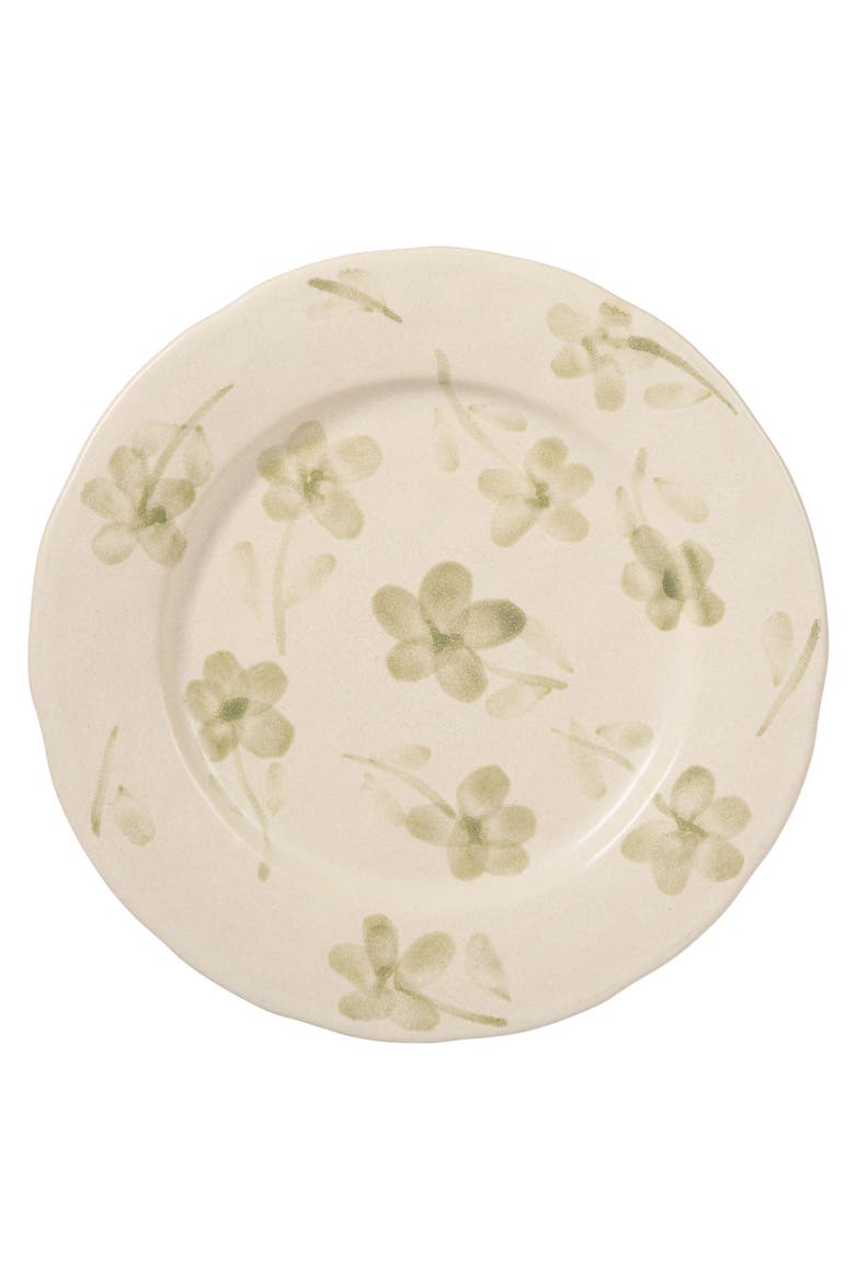 Porto Petals 12 Piece Plates and Bowls Hand Painted Floral Dinnerware Set, Alternate, color, Green Orchid