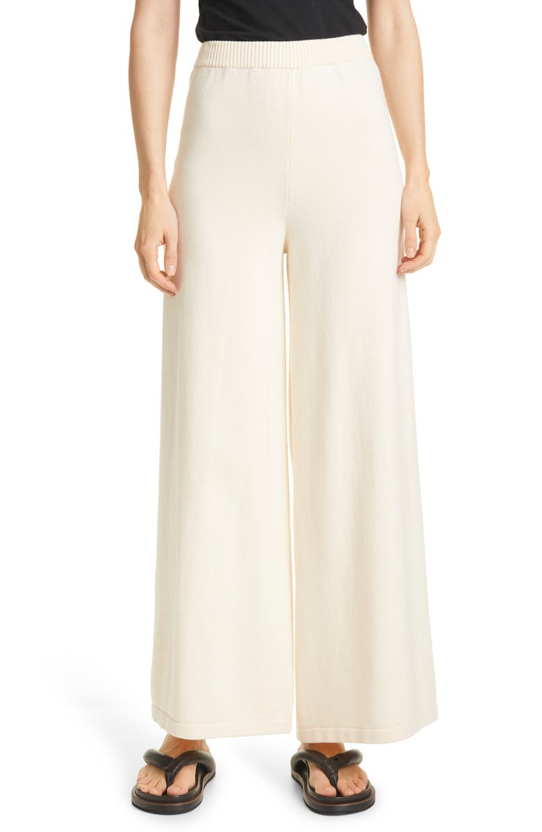 STAUD Mitchell Wide Leg Cotton & Wool Blend Knit Pants, Main, color, 