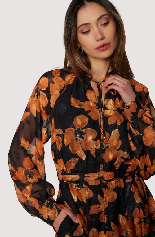 Lost + Wander Golden Rendezvous Floral Print Long Sleeve Minidress In Brown