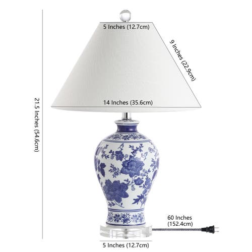 Jonathan Y Song 21.5in Chinoiserie Floral Led Table Lamp In Blue/white