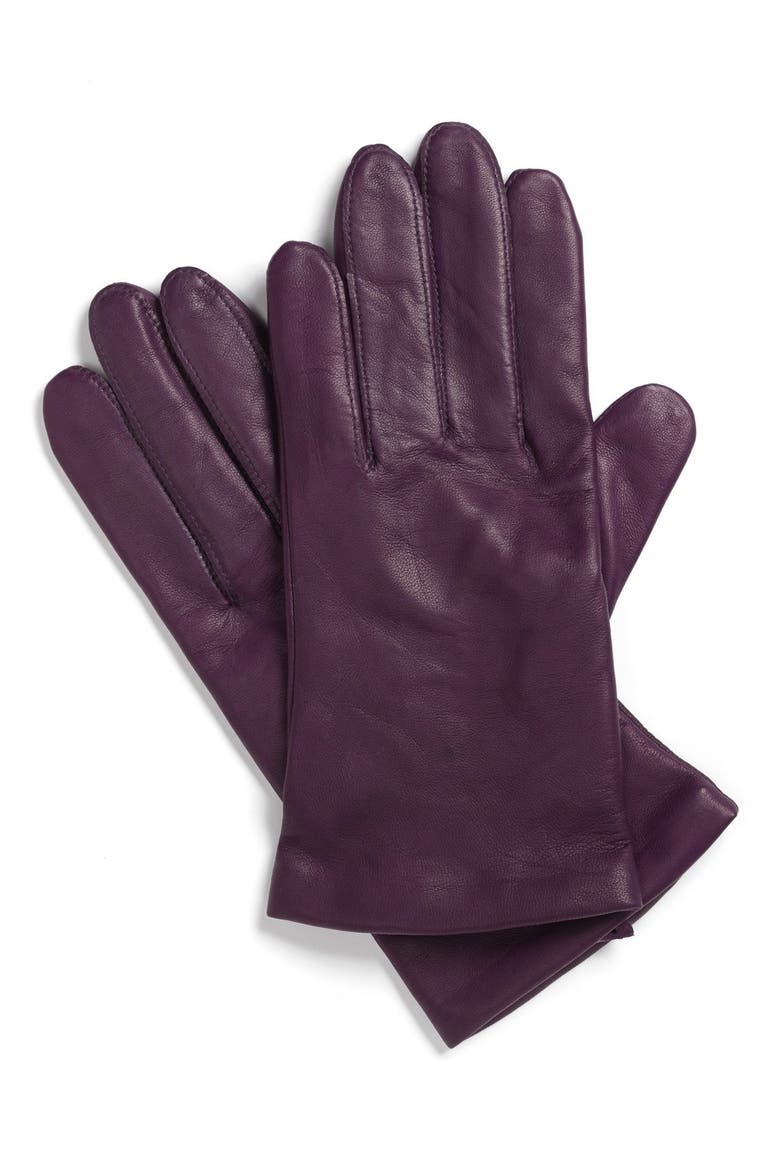 Cashmere Lined Leather Gloves, Main, color, AMETHYST