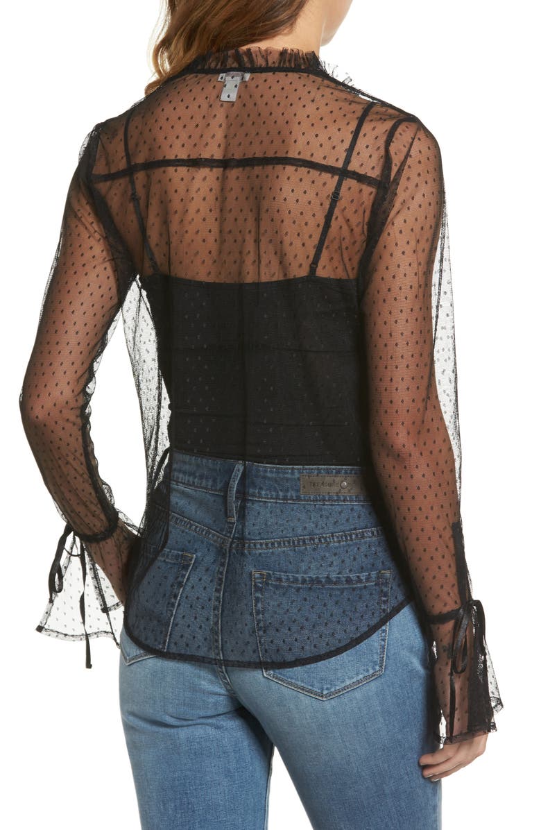 Hinge Ruffle Mesh Blouse, Alternate, color, 