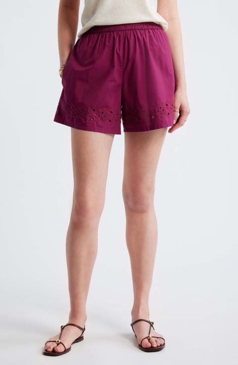 Embroidered Poplin Shorts