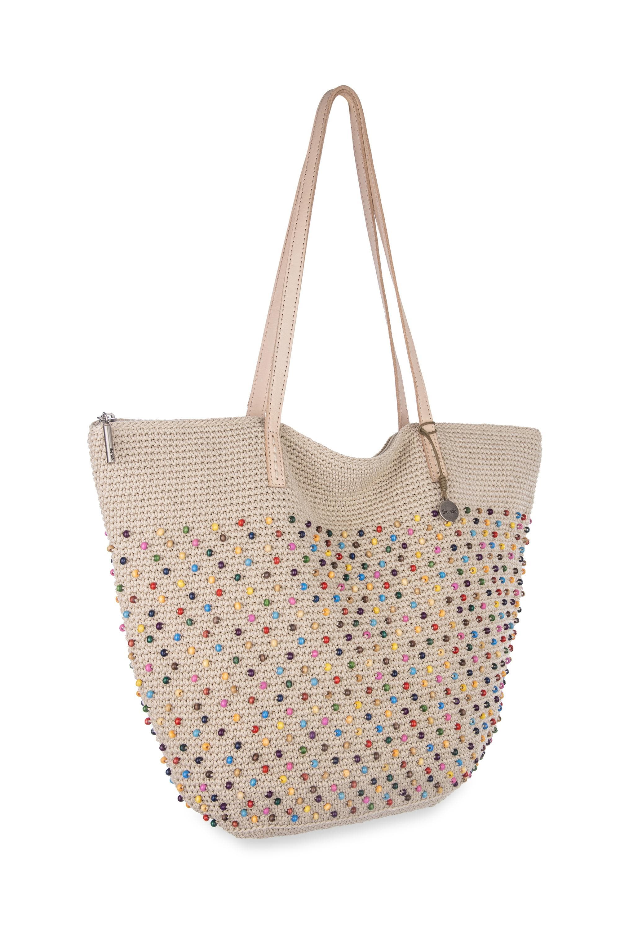 Faye Tote Bag, Alternate, color, Ecru Multi Beads