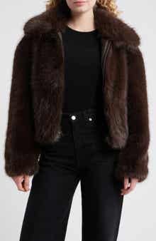 BCBG Cropped Faux Fur Jacket