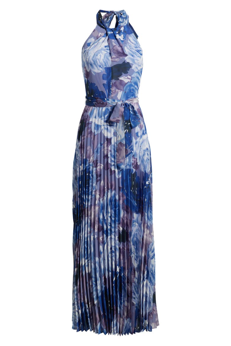 Floral Chiffon Halter Dress, Alternate, color, PURPLE MULTI