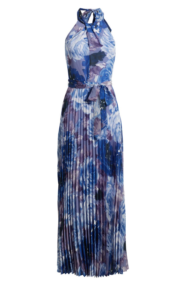 Julia Jordan Floral Chiffon Halter Dress, Alternate, color, Purple Multi