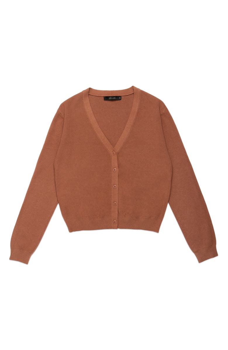 DELUC Melfi Crop Cardigan, Main, color, Bronze