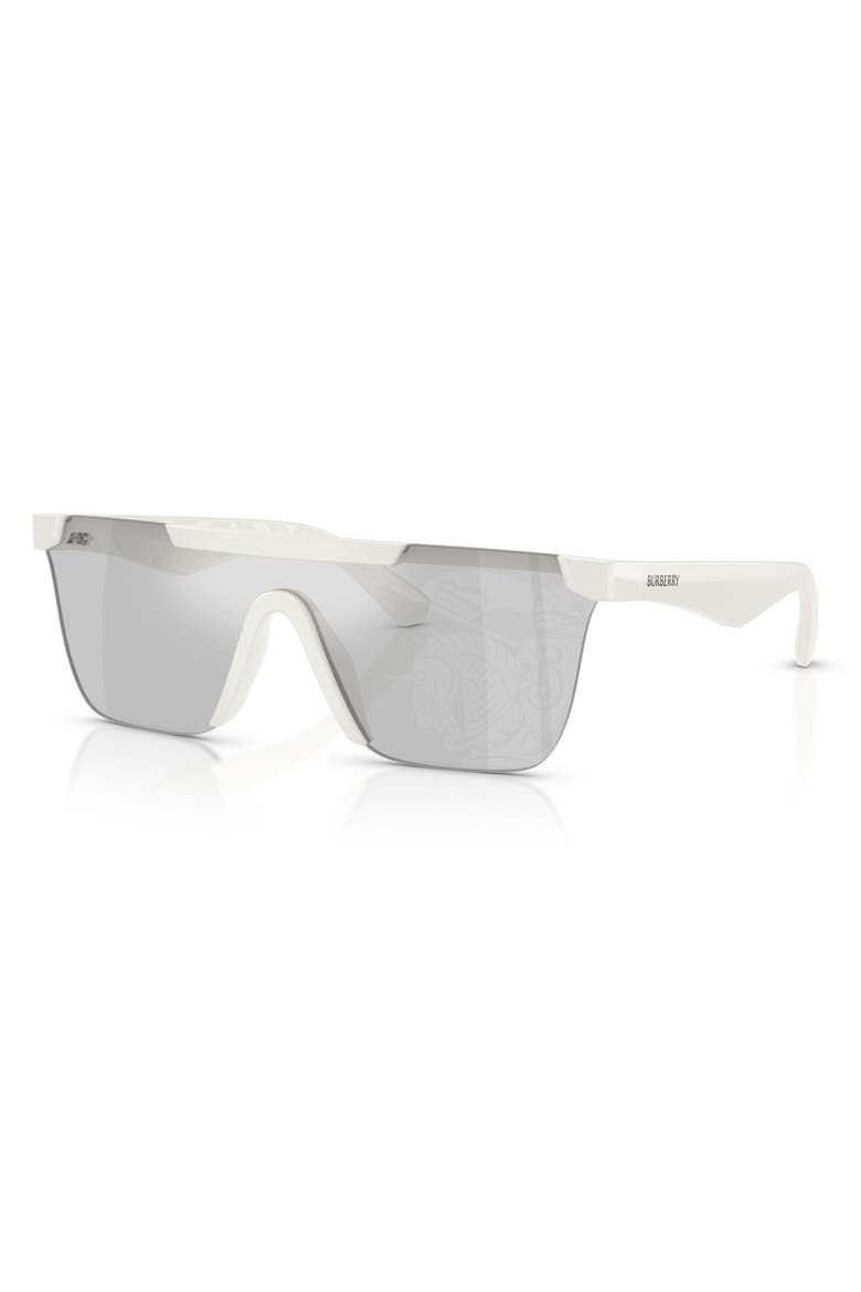141mm Rectangular Shield Sunglasses, Alternate, color, WHITE / LIGHT GREY SILVER