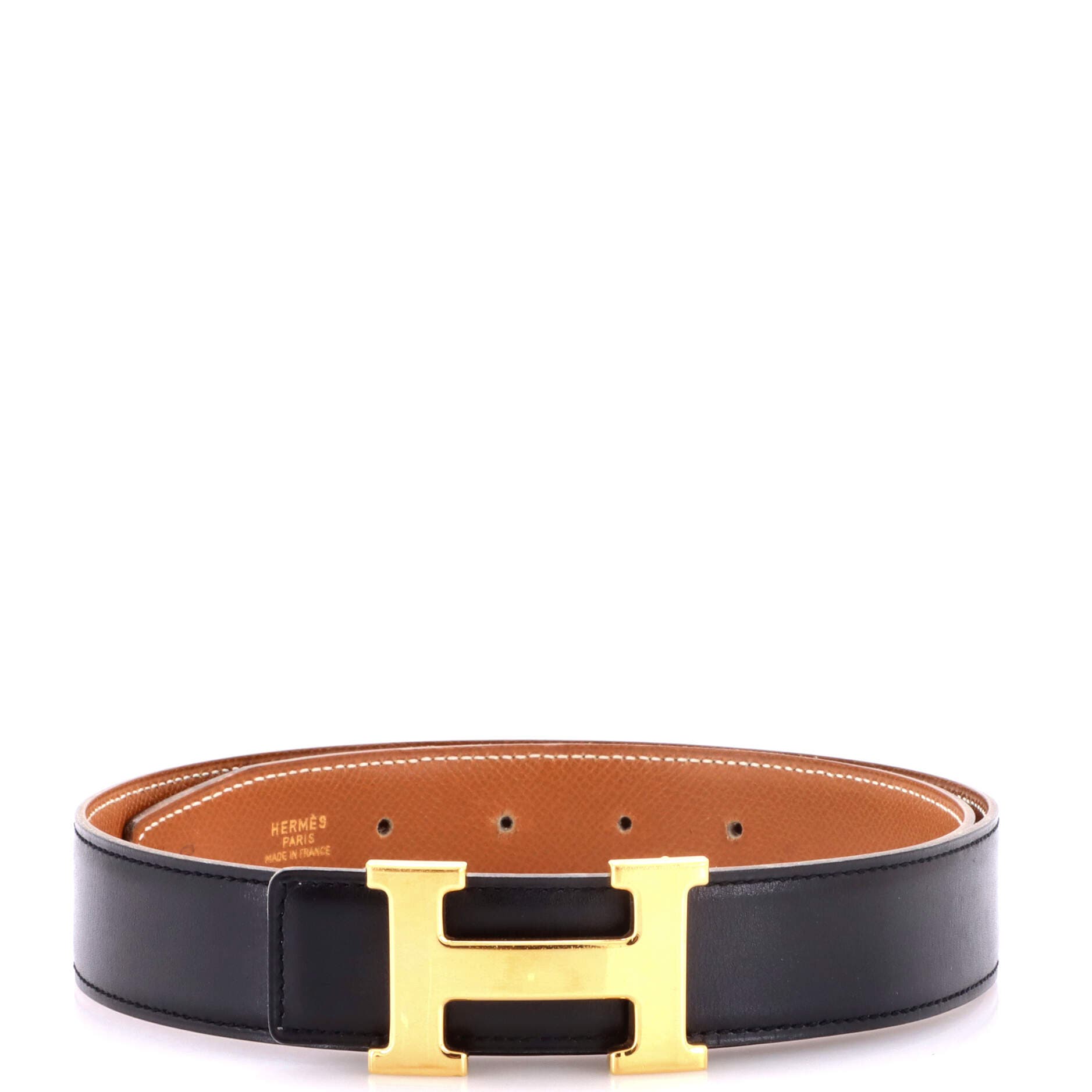 Pre-Owned Hermes Constance Reversible Belt Leather Medium, Main, color, Black