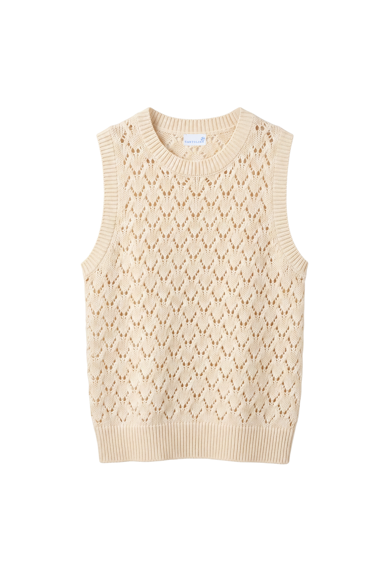 Lou Pointelle Knit Shell Tank, Main, color, Ivory